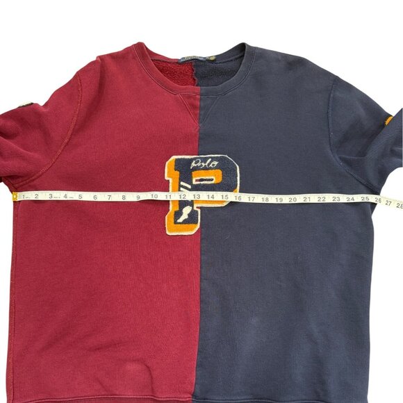 Polo Ralph Lauren Mens XL Sweatshirt Red Blue Colorblock P-Wing Patch 67 Varsity - Picture 4 of 7